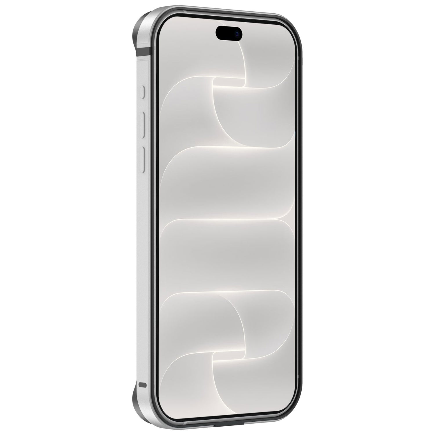 arktis iPhone Bumper in Silber, schräge Vorderansicht