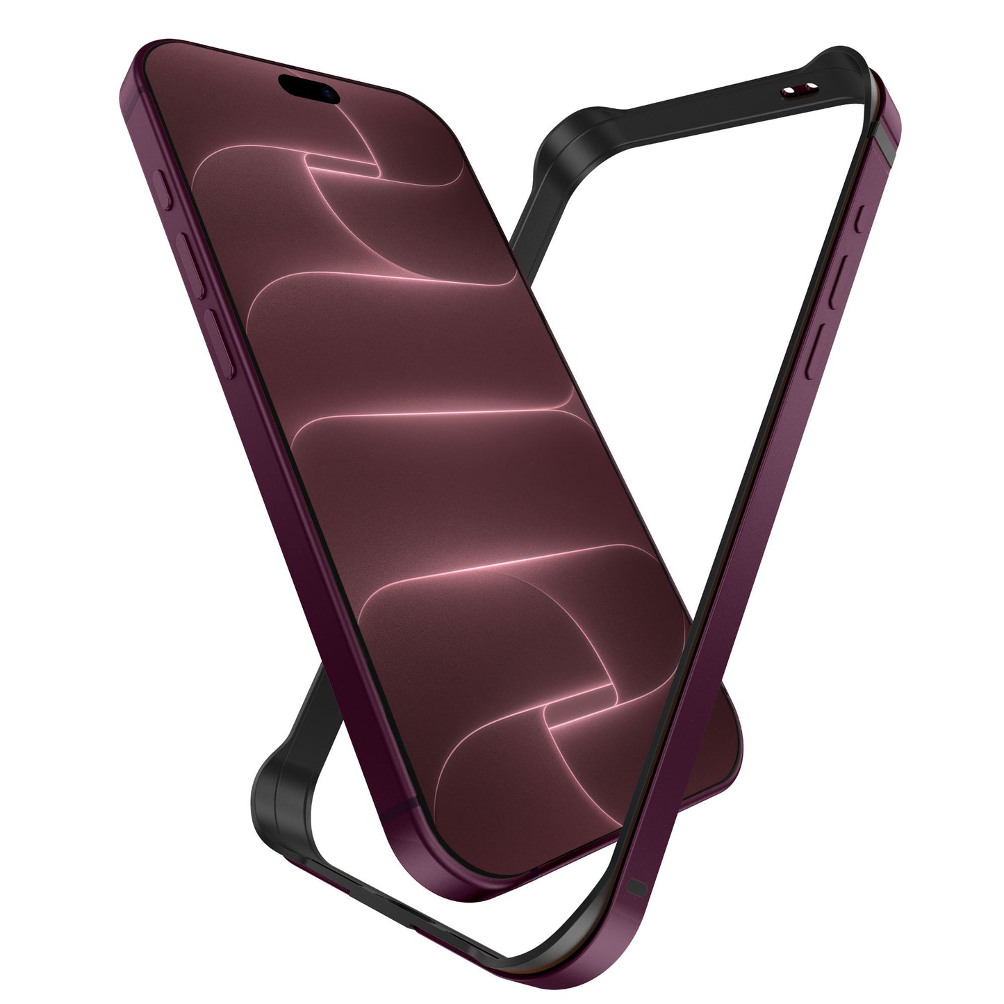 arktis iPhone Bumper in Violett, Vorder- und Rückansicht