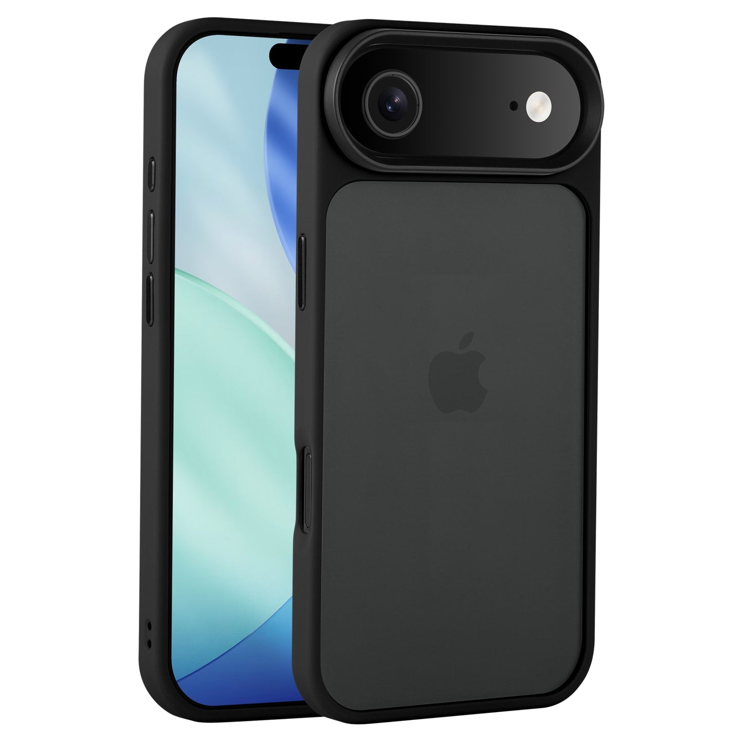 Das Arktis iPhone Air Solid Case von Arktis ist eine schwarze, matte TPU-Silikon Schutzhülle mit stoßabsorbierendem Schutz und einer großen Kameraabdeckung, die sowohl auf dem Telefon als auch separat gezeigt wird.