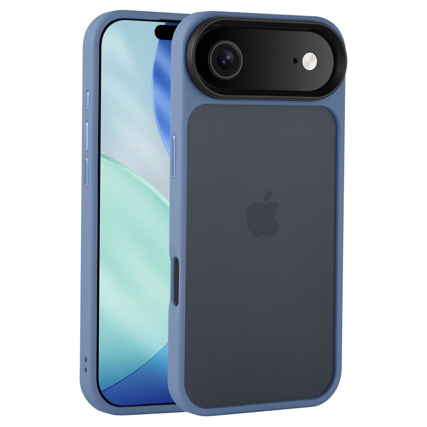 Ein blaues iPhone mit der Arktis iPhone Air Solid Case: Das matte Case von Arktis aus stoßabsorbierendem TPU-Silikon schützt Front und Rückseite stilvoll und zuverlässig.