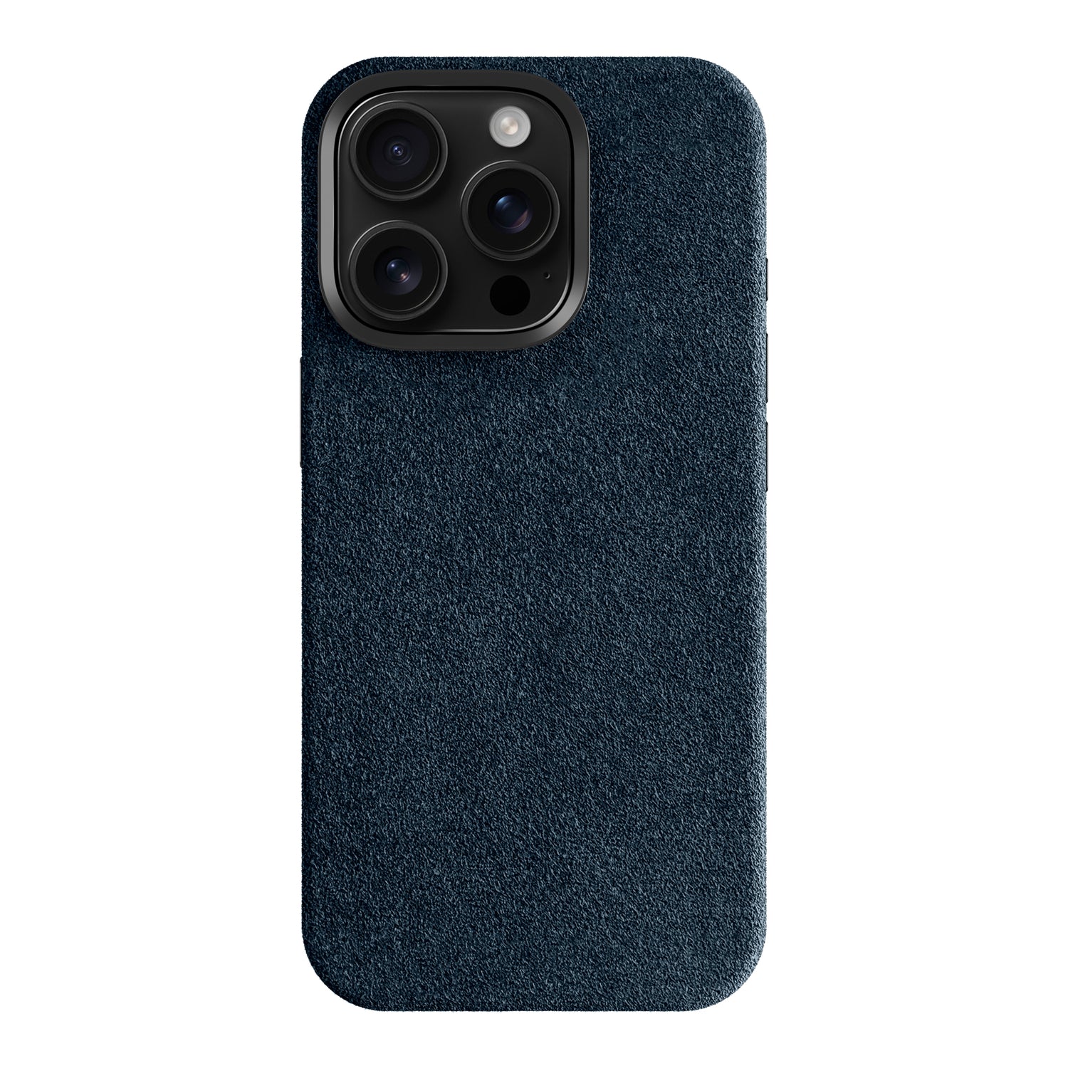 Die arktis iPhone 17 Pro Hülle aus Alcantara in dunkelblau, made in Italy, verfügt über dreifache Kameralinsenausschnitte und bietet perfekten Schutz für Ihr iPhone 17 Pro.
