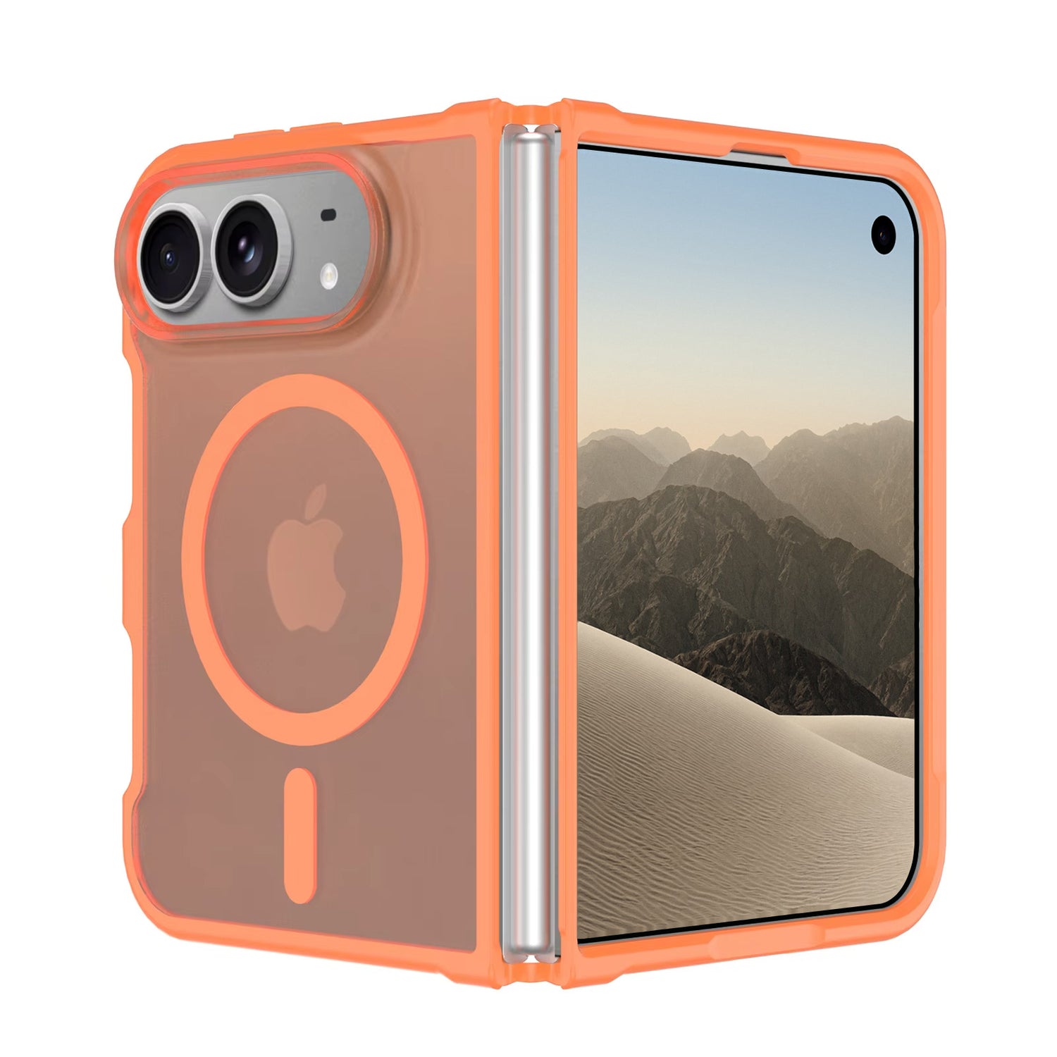 Orange Arktis iPhone Duo Solid Case mit MagSafe für ein faltbares Smartphone.