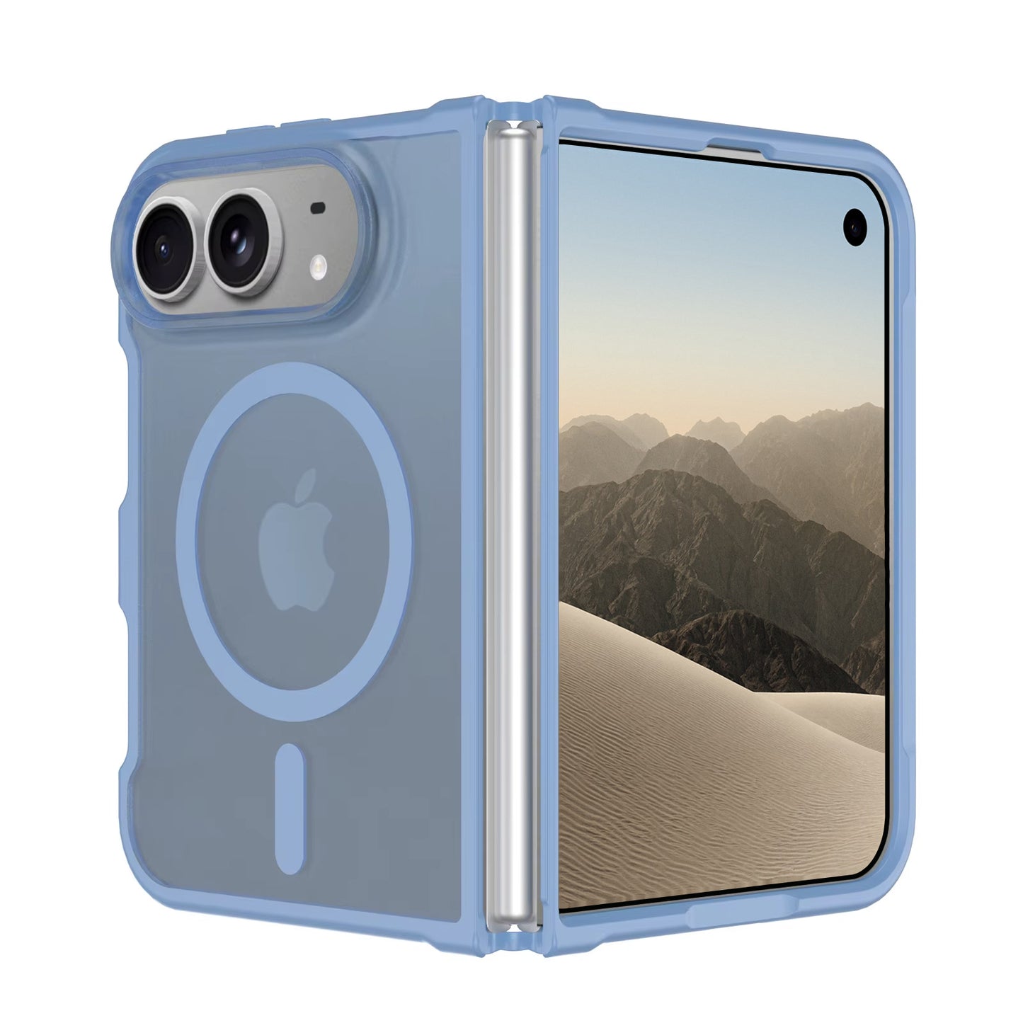 Hellblaue Arktis iPhone Duo Solid-Hülle mit MagSafe und einem magnetischen Laderring auf der Rückseite.