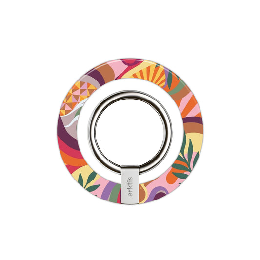 Der Magnetische Ringhalter für MagSafe - Summer von arktis begeistert mit abstraktem Muster in Orange, Pink, Grün und Gelb auf Weiß sowie starken N52-Magneten für sicheren Halt - ein trendiges iPhone Zubehör.
