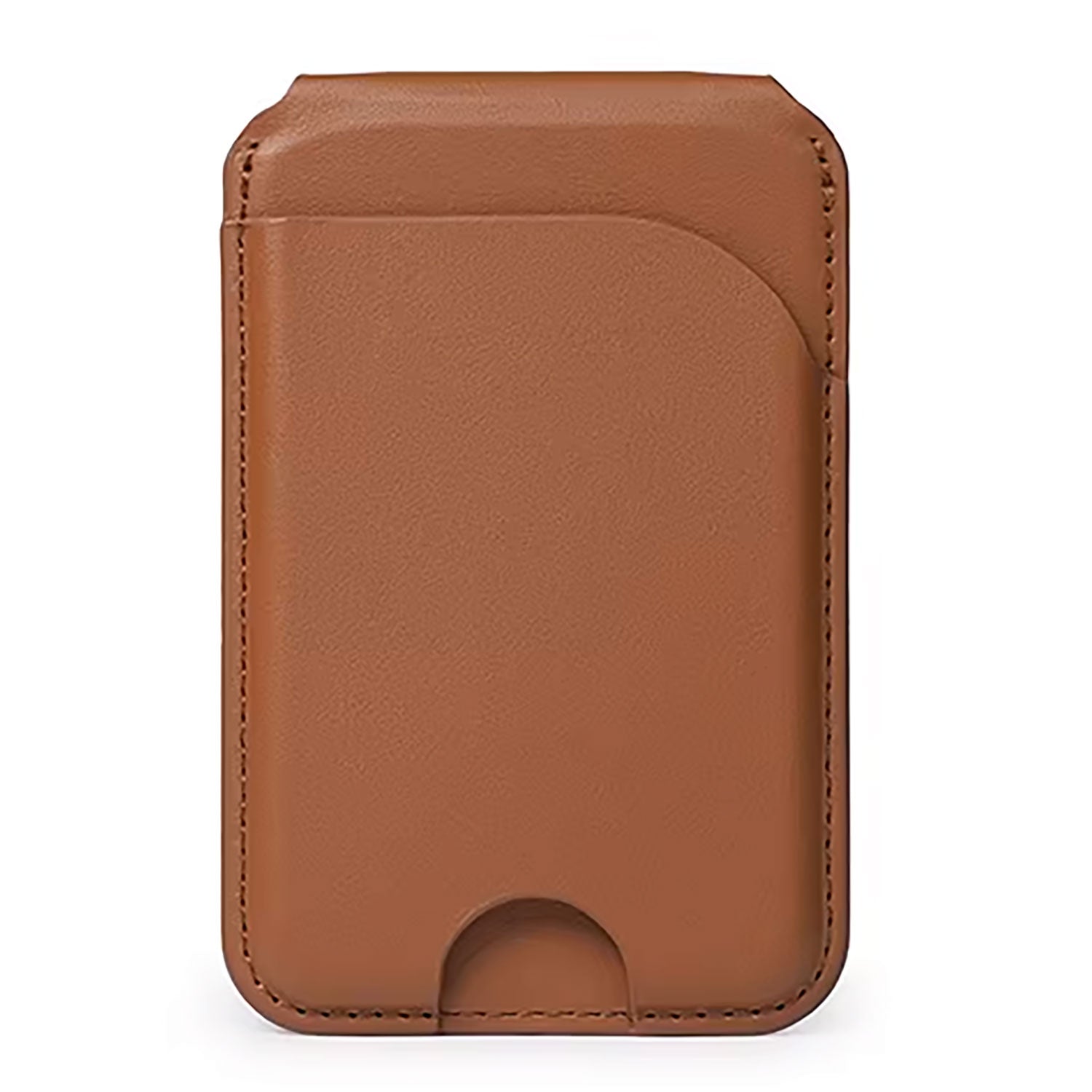 Der arktis iPhone MagSafe Wallet Kartenhalter verbindet mit seinem schlanken braunen Lederdesign und dem geschwungenen Kartenschlitz auf der Vorderseite Stil und Zweckmäßigkeit - perfekt für alle, die Wert auf Form und Funktion legen.