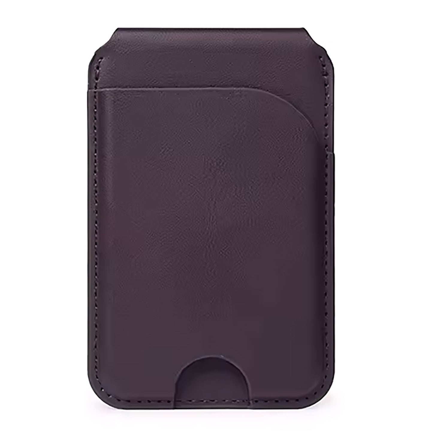 Der arktis iPhone MagSafe Wallet Kartenhalter von arktis ist ein dunkelbrauner Kartenhalter mit geschwungener Tasche und abgesteppten Rändern, der einen eleganten Look bietet - ideal als Zubehör für die MagSafe Wallet und auf weißem Hintergrund.