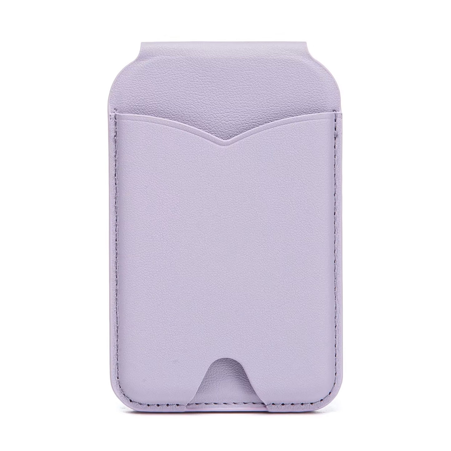 Der arktis iPhone MagSafe Wallet Kartenhalter mit Spiegel von arktis ist ein lavendelfarbener Kunstleder-Kartenhalter mit Vordertasche, geschwungener Naht und MagSafe Wallet Unterstützung, kompatibel mit dem iPhone 12.