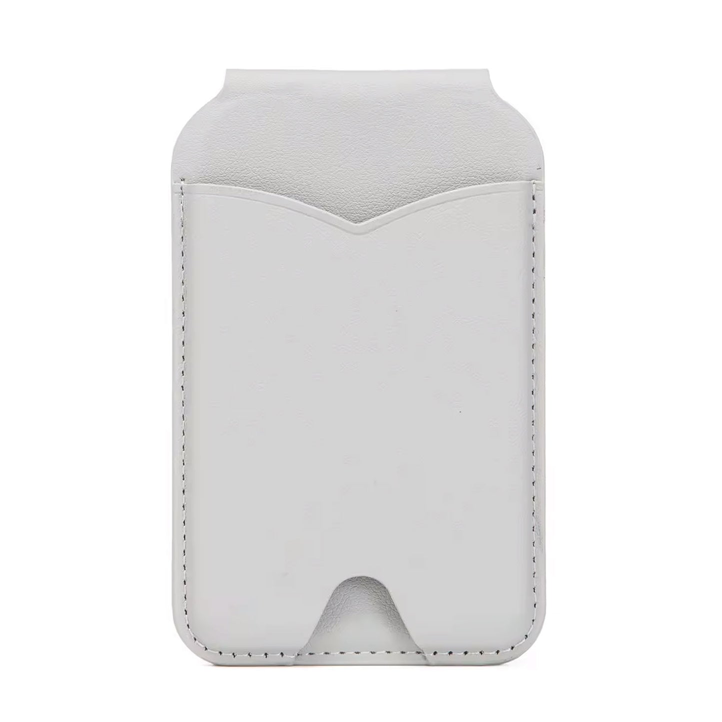 Der arktis iPhone MagSafe Wallet Kartenhalter mit Spiegel ist ein weißes Kunstleder-Kartenetui mit abgesteppten Kanten, einer gewölbten Vordertasche und iPhone 12 Kompatibilität als MagSafe Wallet.