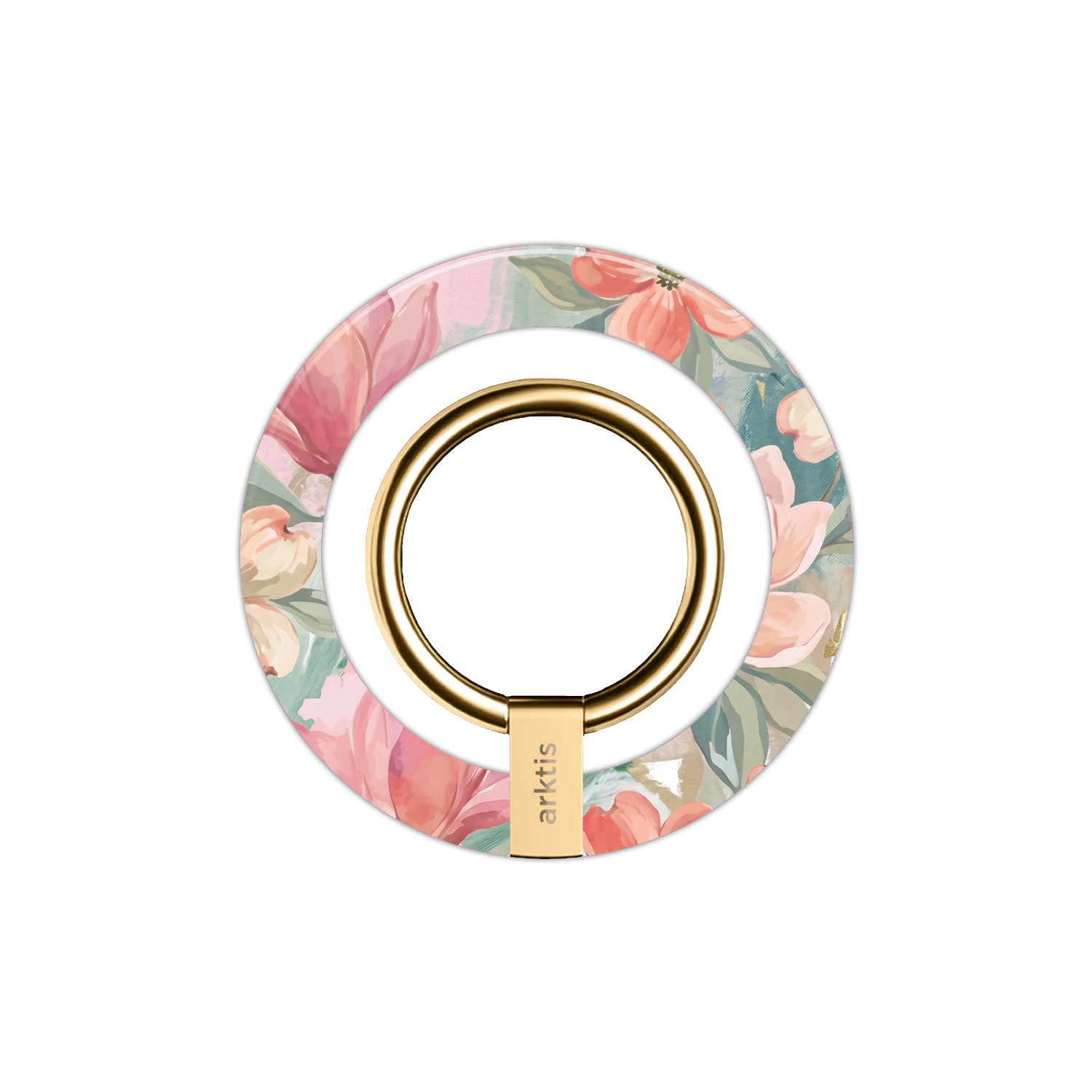 Der arktis Magnetischer Ringhalter für MagSafe - Pastel Flowers verfügt über einen goldenen Ring, starke N52 Magnete und floralem Design-stilvolles iPhone Zubehör mit sicherem Halt.