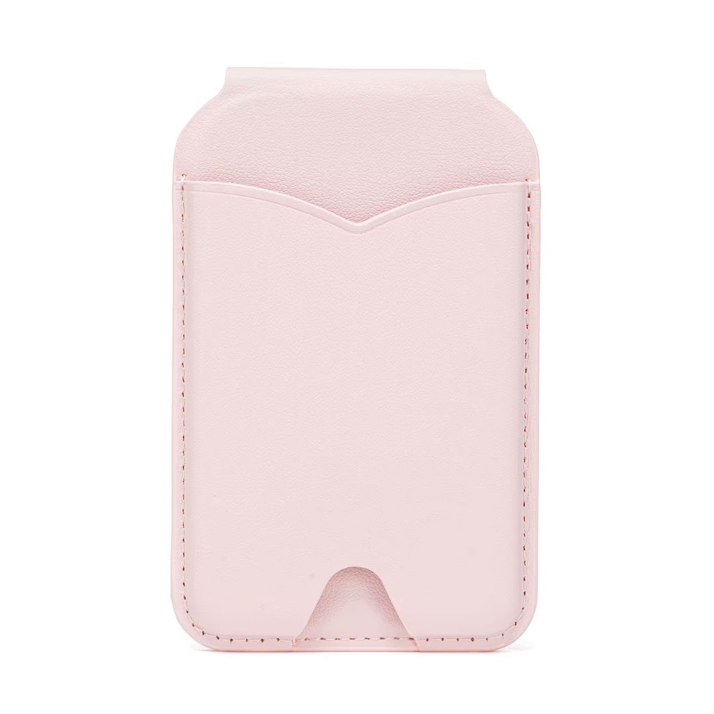 Der arktis iPhone MagSafe Wallet Kartenhalter mit Spiegel ist ein hellrosa Kunstleder-Kartenhalter mit gewölbter Oberseite, Vordertasche, schlankem Design und ist mit dem iPhone 12 kompatibel.