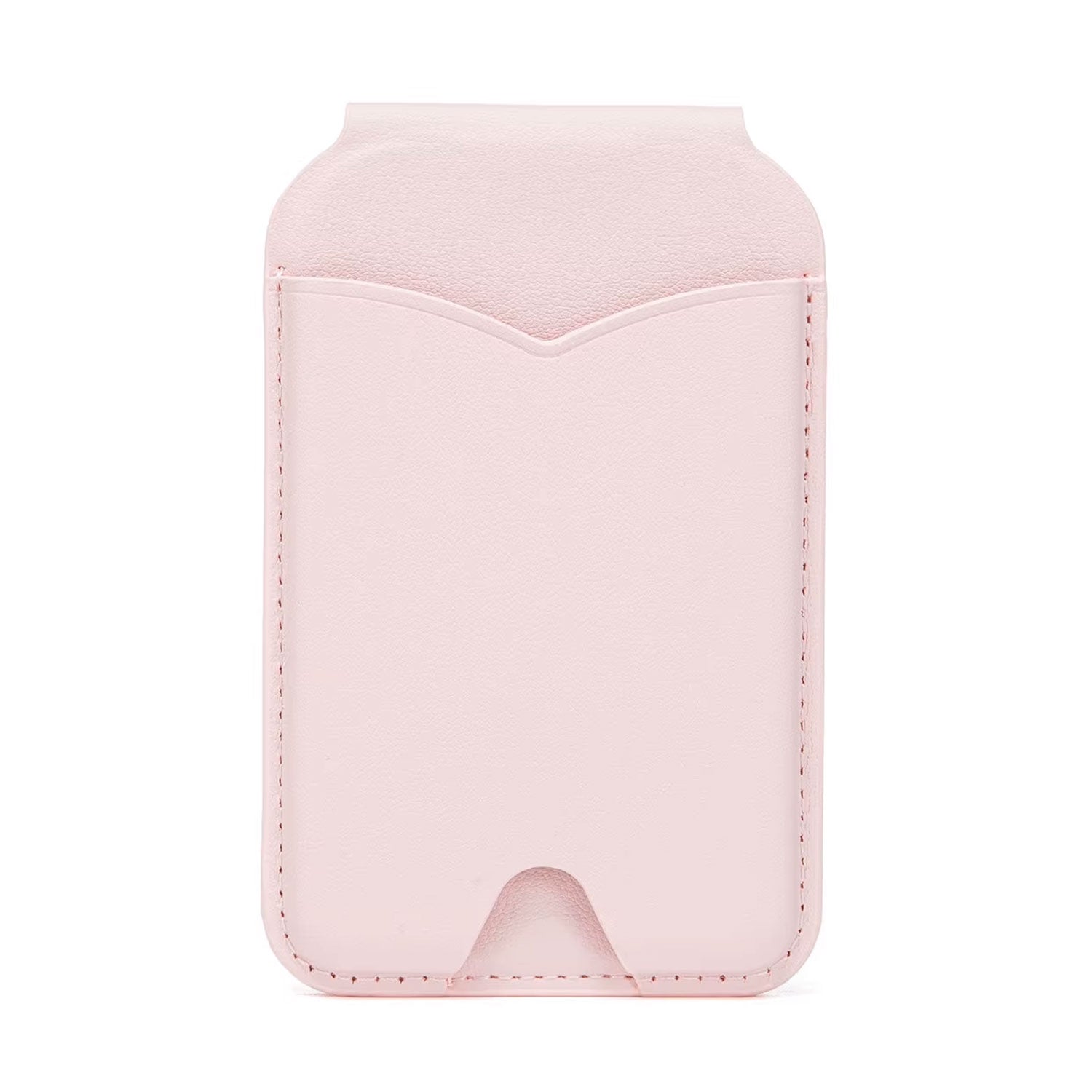 Der arktis iPhone MagSafe Wallet Kartenhalter mit Spiegel ist ein hellrosa Kunstleder-Kartenhalter mit gewölbter Oberseite, Vordertasche, schlankem Design und ist mit dem iPhone 12 kompatibel.