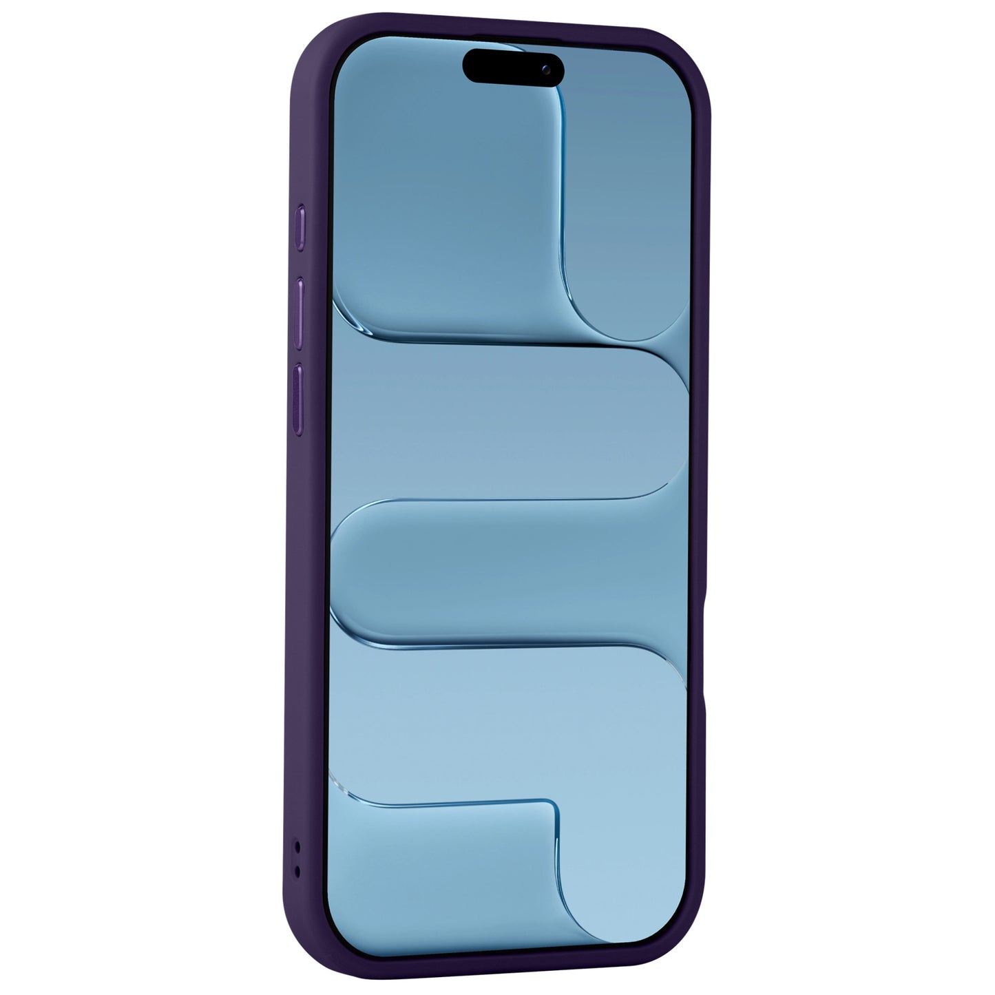 Ein iPhone im arktis iPhone Air Solid Case von Arktis, mit einer lila Hülle, einem blauen abstrakten Design auf dem Bildschirm und aus stoßabsorbierendem TPU-Silikon für zusätzlichen Schutz.