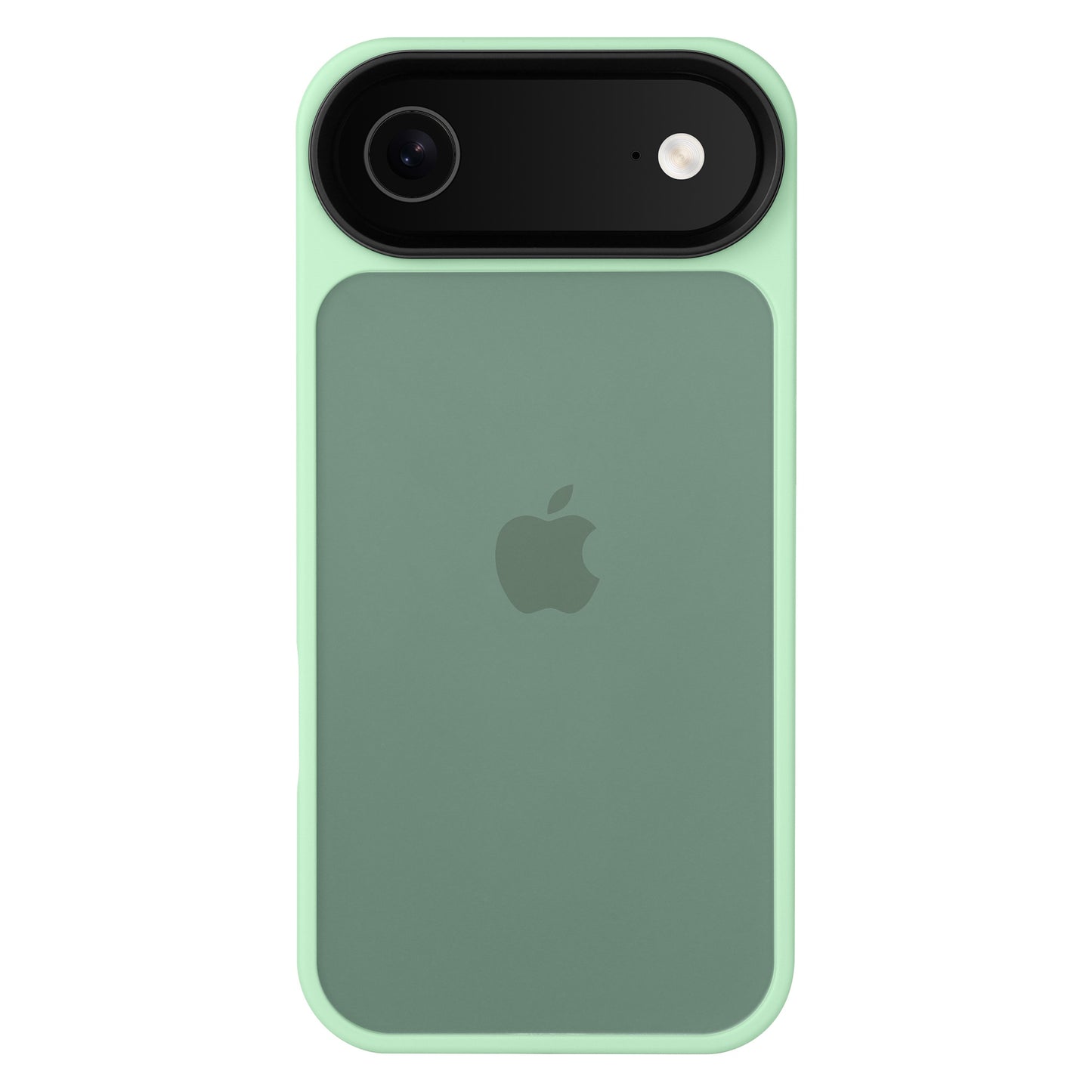 Das mintgrüne Apple iPhone wird durch das Arktis arktis iPhone Air Solid Case, eine matte TPU-Silikonhülle von Arktis, geschützt und verfügt über ein großes Kameramodul in der linken oberen Ecke.