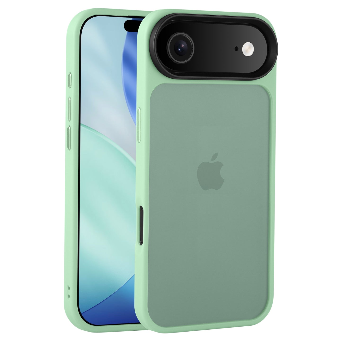 Ein grünes iPhone mit einem Arktis iPhone Air Solid Case, das sowohl den vorderen Bildschirm als auch die Rückseite der Kamera zeigt.