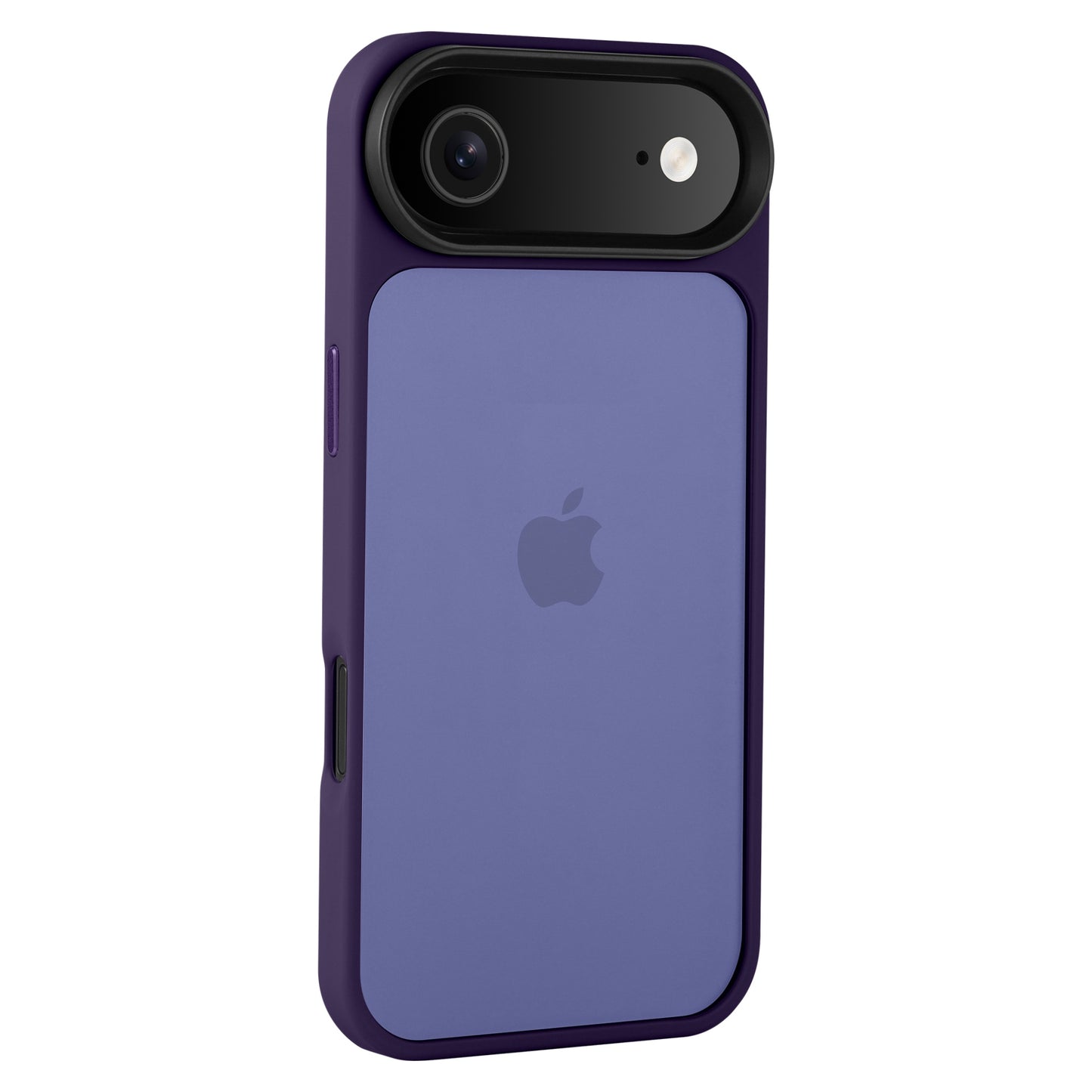 Lila iPhone mit dem Arktis arktis iPhone Air Solid Case, einer passenden lila TPU-Silikon-Matt-Hülle von Arktis, mit Apple-Logo und schwarzem Kameramodul.
