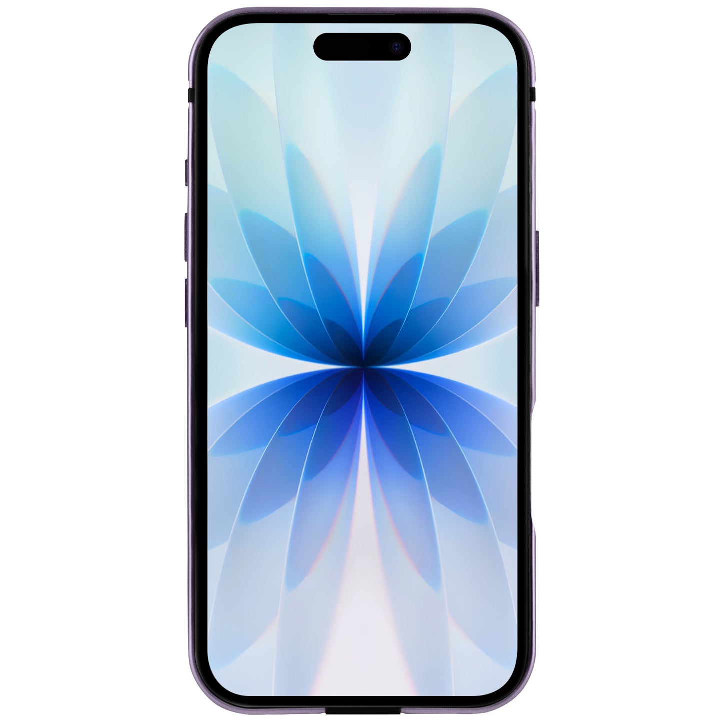 Der arktis iPhone 17 Bumper von arktis schützt Ihr Display, hier auf einem Smartphone mit einem blauen abstrakten Blumenmuster, und bietet stilvollen und langlebigen Aluminium TPU Displayschutz.