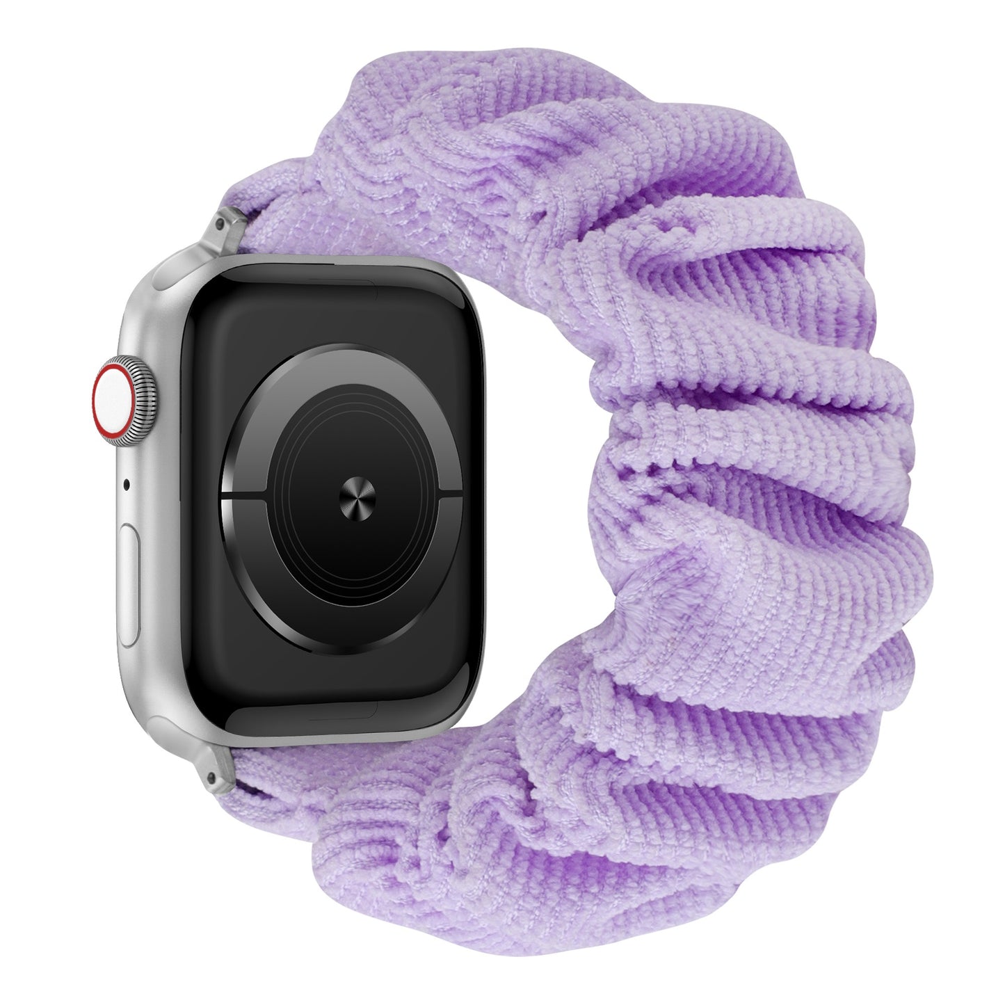 Das arktisband Apple Watch Cord Scrunchie Armband "Elanora" verbindet ein lavendelfarbenes Gummiband mit stilvollem Komfort - ideal als modisches Apple Watch Armband.