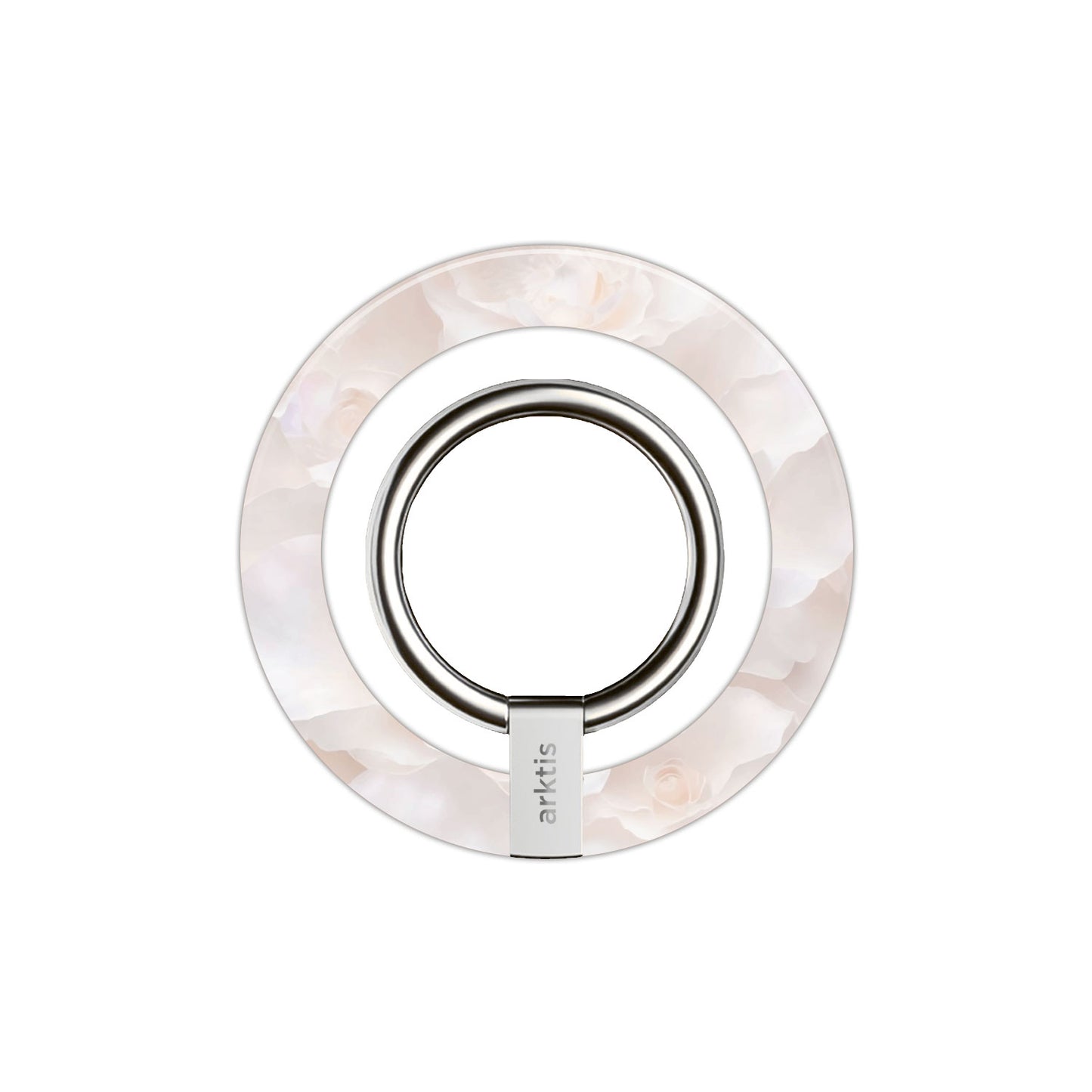 Der arktis iPhone MagSafe Ring Halter hat ein zartes rosa Blumendesign und einen Metallring. Kompatibel mit MagSafe, kombiniert dieses stilvolle Accessoire von arktis Eleganz und Komfort für Ihr iPhone.