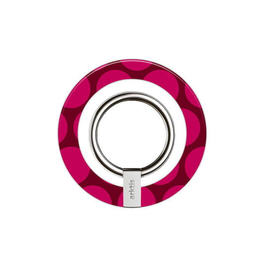 Der arktis Magnetischer Ringhalter für MagSafe - Polka Dots bietet ein stylisches rosa und dunkelrotes Polka Dot Design mit N52 Magneten für einen sicheren Halt - perfektes iPhone Zubehör.