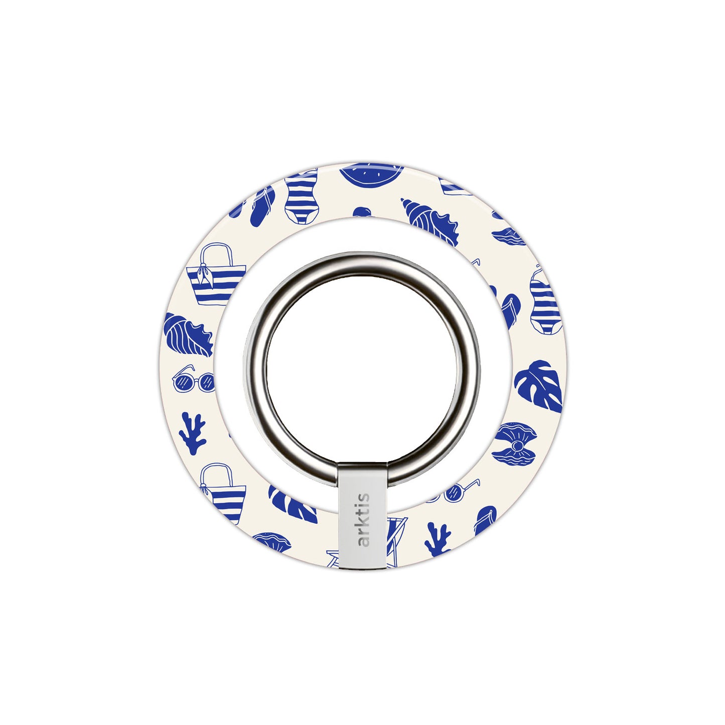 Der arktis Magnetischer Ringhalter für MagSafe - Beach Style zeigt blaue Strandmotive auf weißen, starken N52 Magneten und ist perfekt als stylisches iPhone Zubehör für einen sicheren Halt.