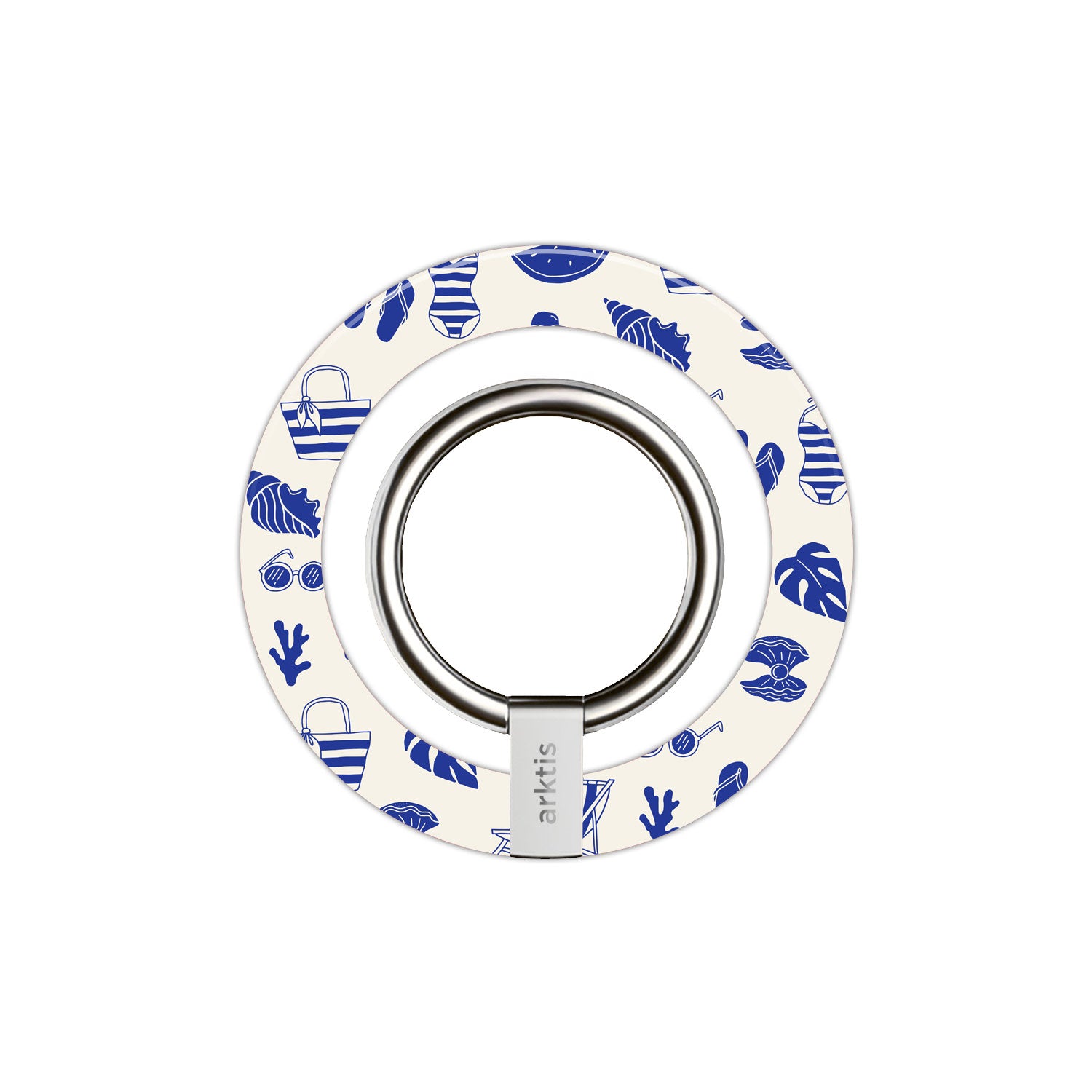 Der arktis Magnetischer Ringhalter für MagSafe - Beach Style zeigt blaue Strandmotive auf weißen, starken N52 Magneten und ist perfekt als stylisches iPhone Zubehör für einen sicheren Halt.