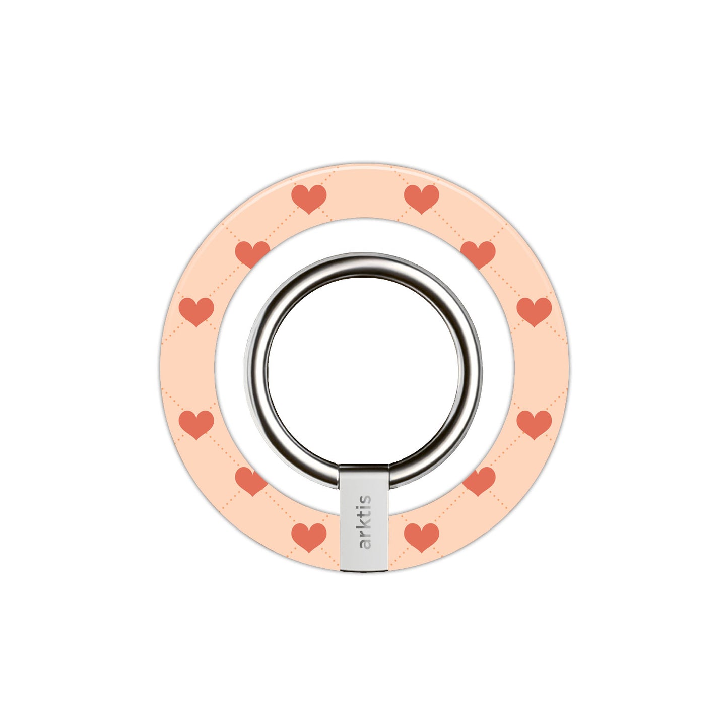 Der arktis Magnetischer Ringhalter für MagSafe - Love hat einen pinken Rand mit roten Herzen, N52-Magnete für starken Halt und ist das perfekte stylische iPhone Zubehör für zusätzliche Funktionalität.