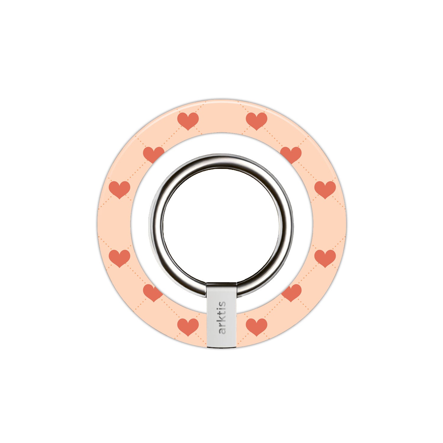 Der arktis Magnetischer Ringhalter für MagSafe - Love hat einen pinken Rand mit roten Herzen, N52-Magnete für starken Halt und ist das perfekte stylische iPhone Zubehör für zusätzliche Funktionalität.