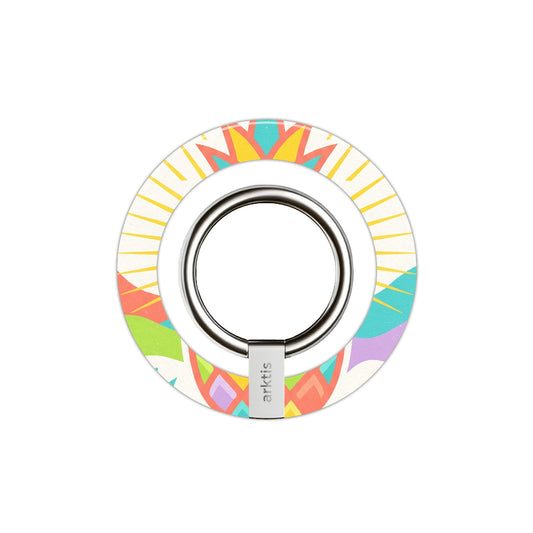 Der arktis Magnetischer Ringhalter für MagSafe - Tropic Pineapple: Bunter Blumen-Look, Metallring, Markenlogo auf der Basis und MagSafe-Kompatibilität - das perfekte, stylische iPhone Zubehör.