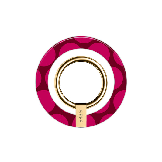 Der arktis Magnetischer Ringhalter für MagSafe - Polka Dots verfügt über eine stylische rosa und rote Polka Dots Basis, starke N52 Magneten und ist perfekt als trendiges iPhone Zubehör.