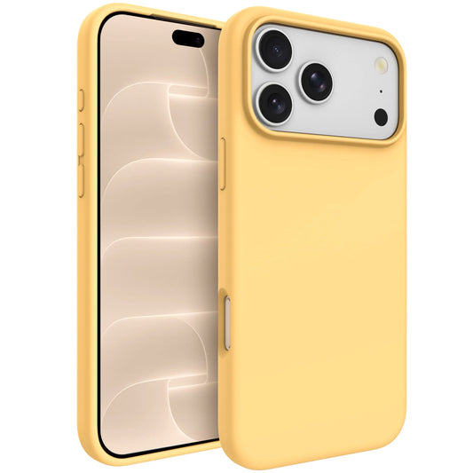 arktis iPhone Silikon Case mit MagSafe in Zitronengelb, Vorder- und Rückansicht