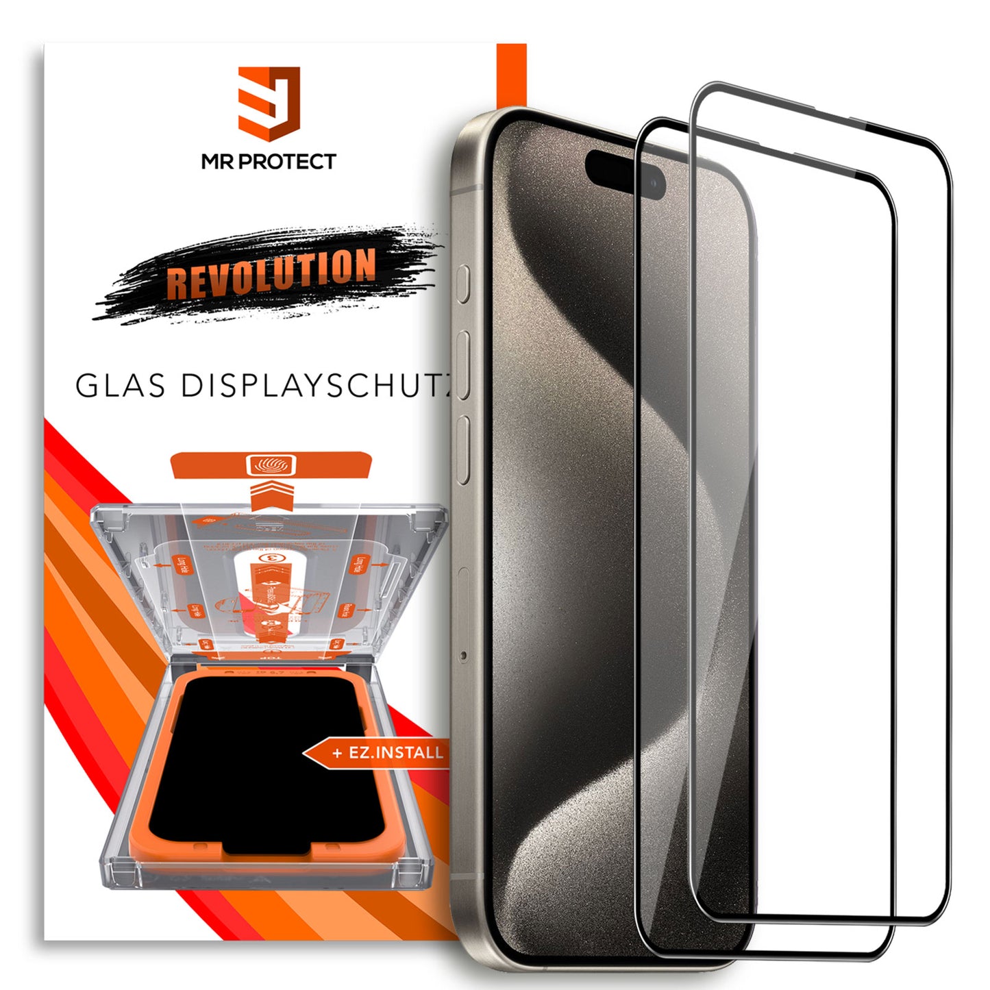 MR PROTECT 2er Set iPhone 15 Pro Max REVOLUTION Glas-Displayschutz