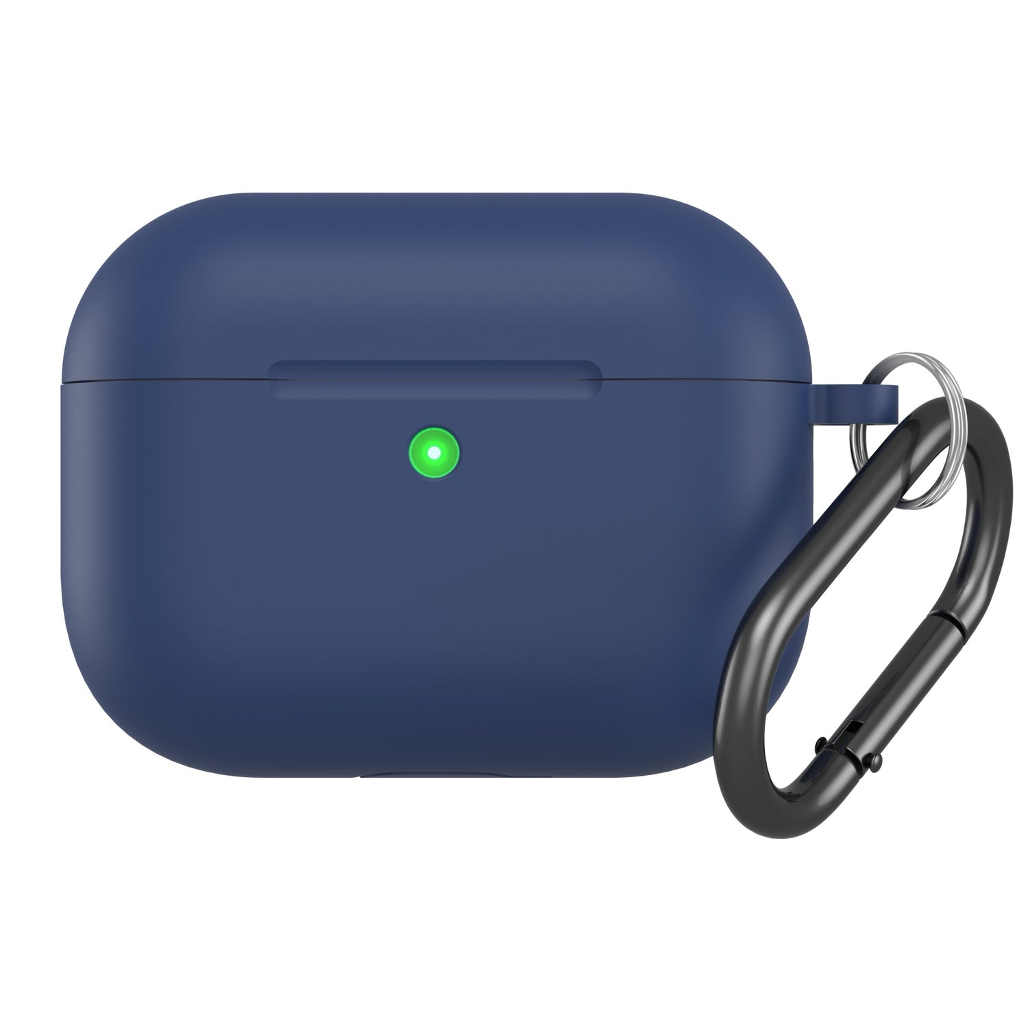 Die arktis AirPods Pro 3 Silikonhülle in Marineblau bietet zusätzlichen Schutz durch ein stoßfestes Design, unterstützt das kabellose Aufladen, verfügt über eine grüne Lichtanzeige und wird mit einem schwarzen Karabinerclip für mehr Komfort geliefert.