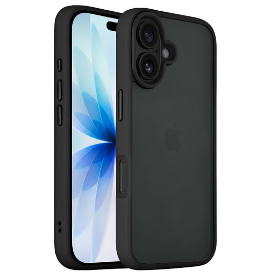 Ein schwarzes iPhone 17 mit einem Blumen-Hintergrundbild in der Arktis iPhone 17 Solid Case, einer matten, stoßabsorbierenden TPU-Schutzhülle von Arktis, elegant in der Vorder- und Rückansicht.
