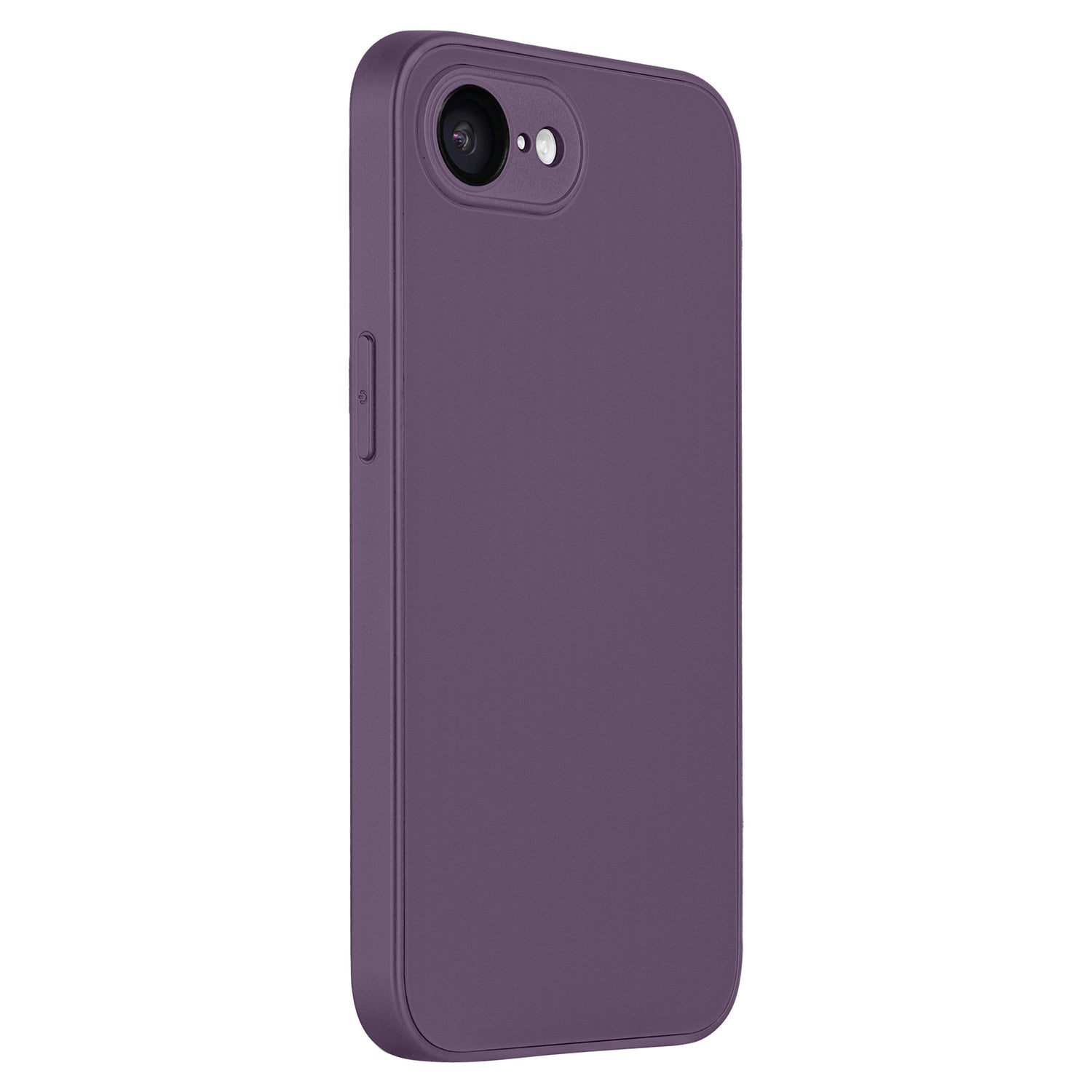 Das arktis iPhone 16e Tech Case aus stoßabsorbierendem TPU-Silikon in Lila bedeckt die Rückseite des Telefons mit einem glatten, schlichten Design. Kamera und Blitz sind in der oberen linken Ecke sichtbar. Marke: arktis.