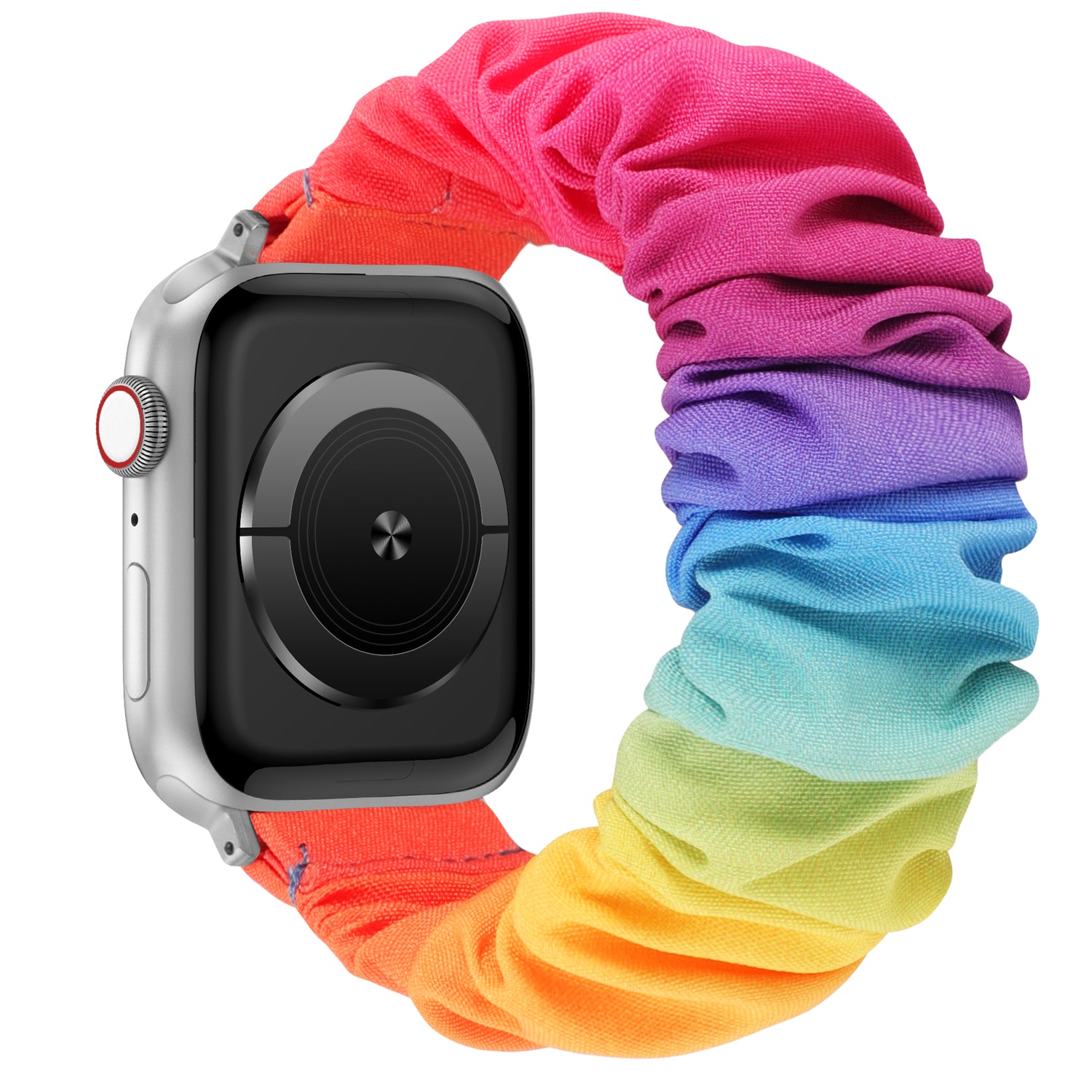 Das arktisband Apple Watch Armband "Elanora" hat ein leuchtendes, regenbogenfarbenes Design und ist aus elastischem Nylon gefertigt - perfekt, um mit Ihrer Smartwatch bei jeder Gelegenheit ein mutiges Modestatement abzugeben.