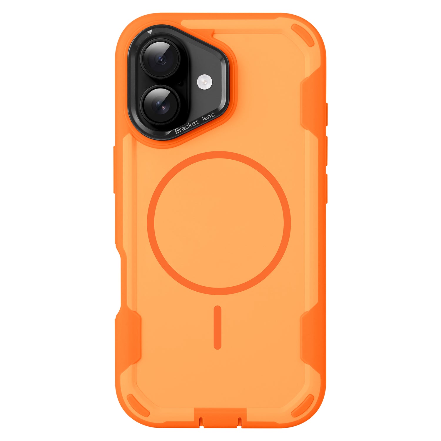Das arktis iPhone 17 Sentinel Case ist eine orange Outdoor-Hülle mit MagSafe und 360-Grad-Schutz für Smartphones mit Dual-Kamera oben links.