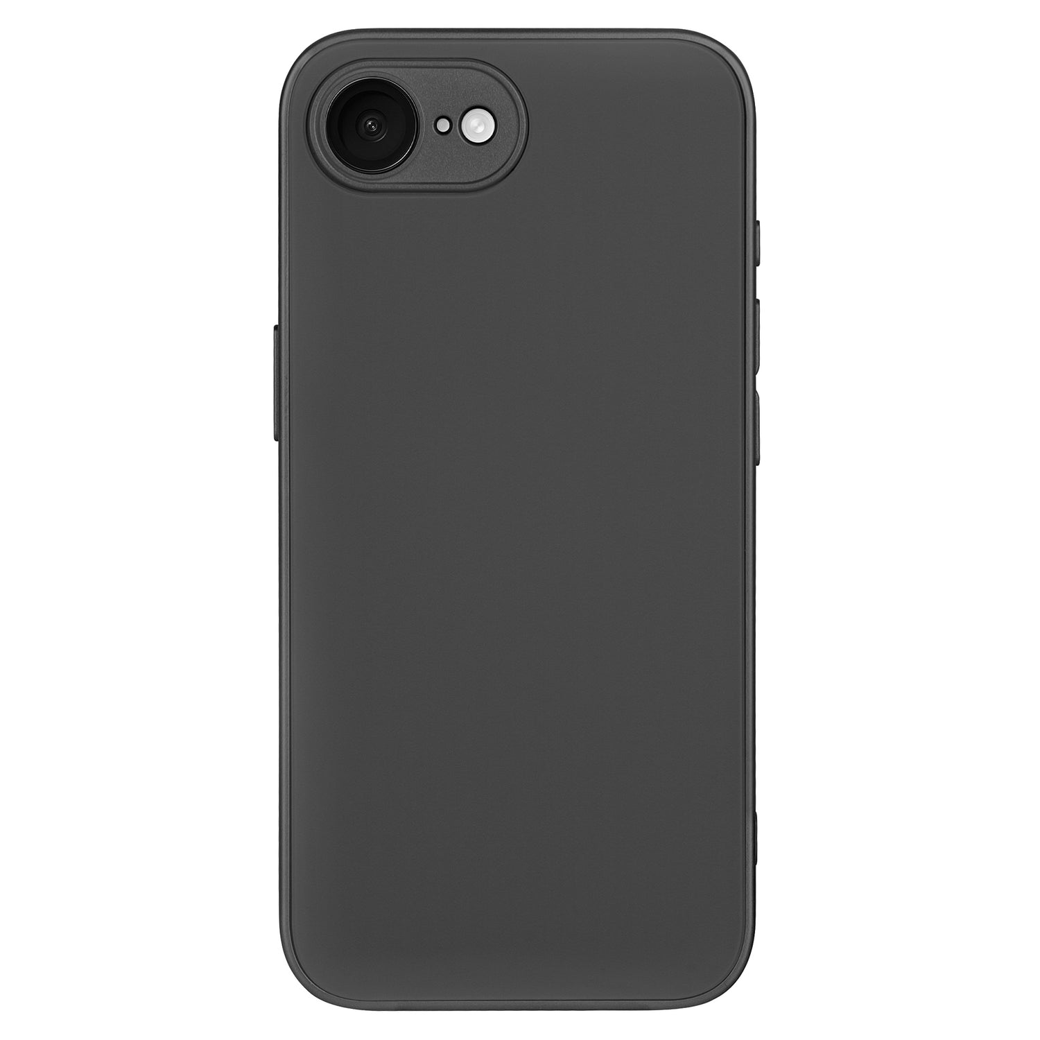The arktis iPhone 16e Tech Case is shown in black with a matte finish, single rear camera with Kameraschutz in the top left, rounded edges, AG-Glas for extra durability, and a minimalist design.