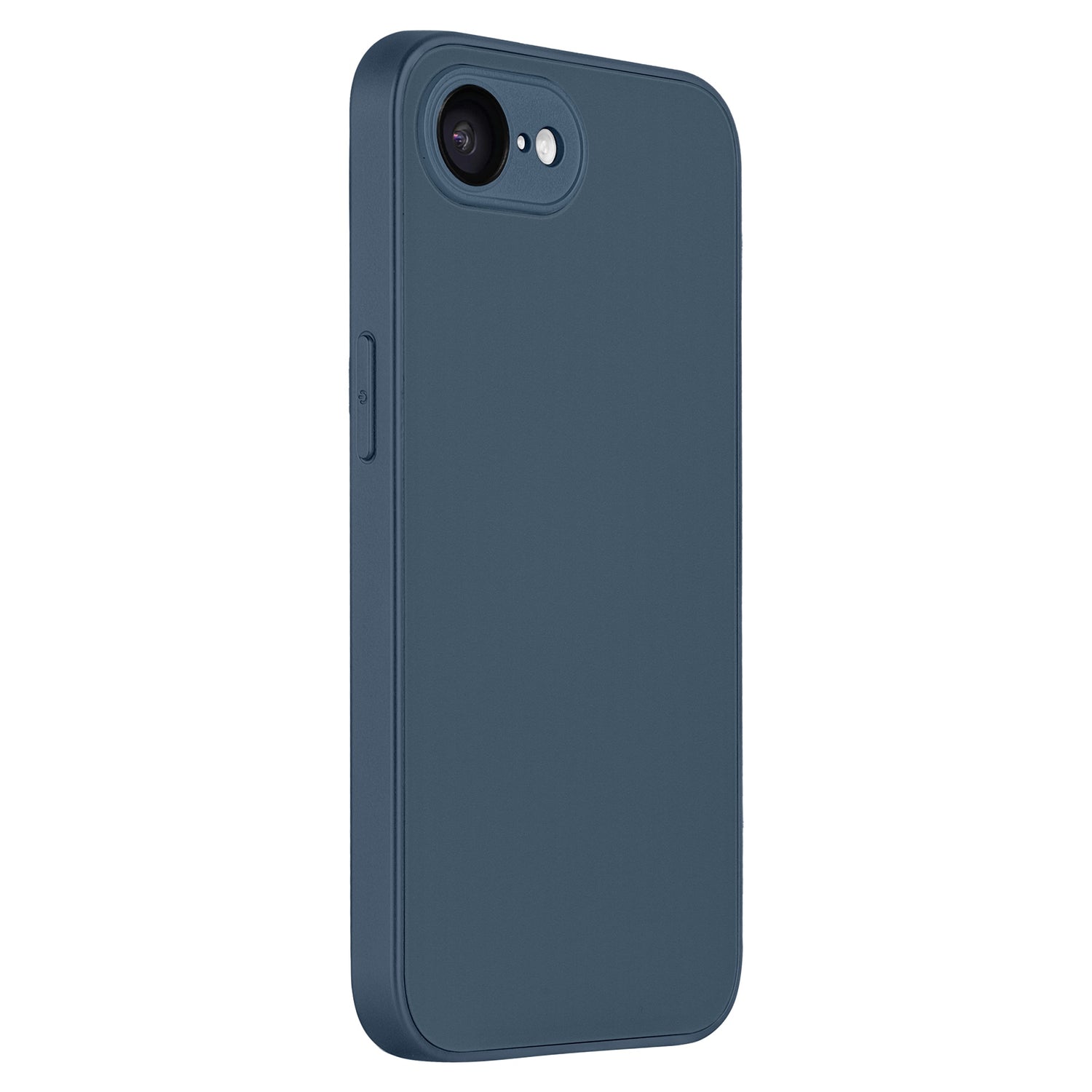 The arktis iPhone 16e Tech Case in dark blue covers the back and sides of your phone, leaving precise cutouts for the camera, flash, and side buttons. Its design is smooth and simple, with no visible logos or patterns.