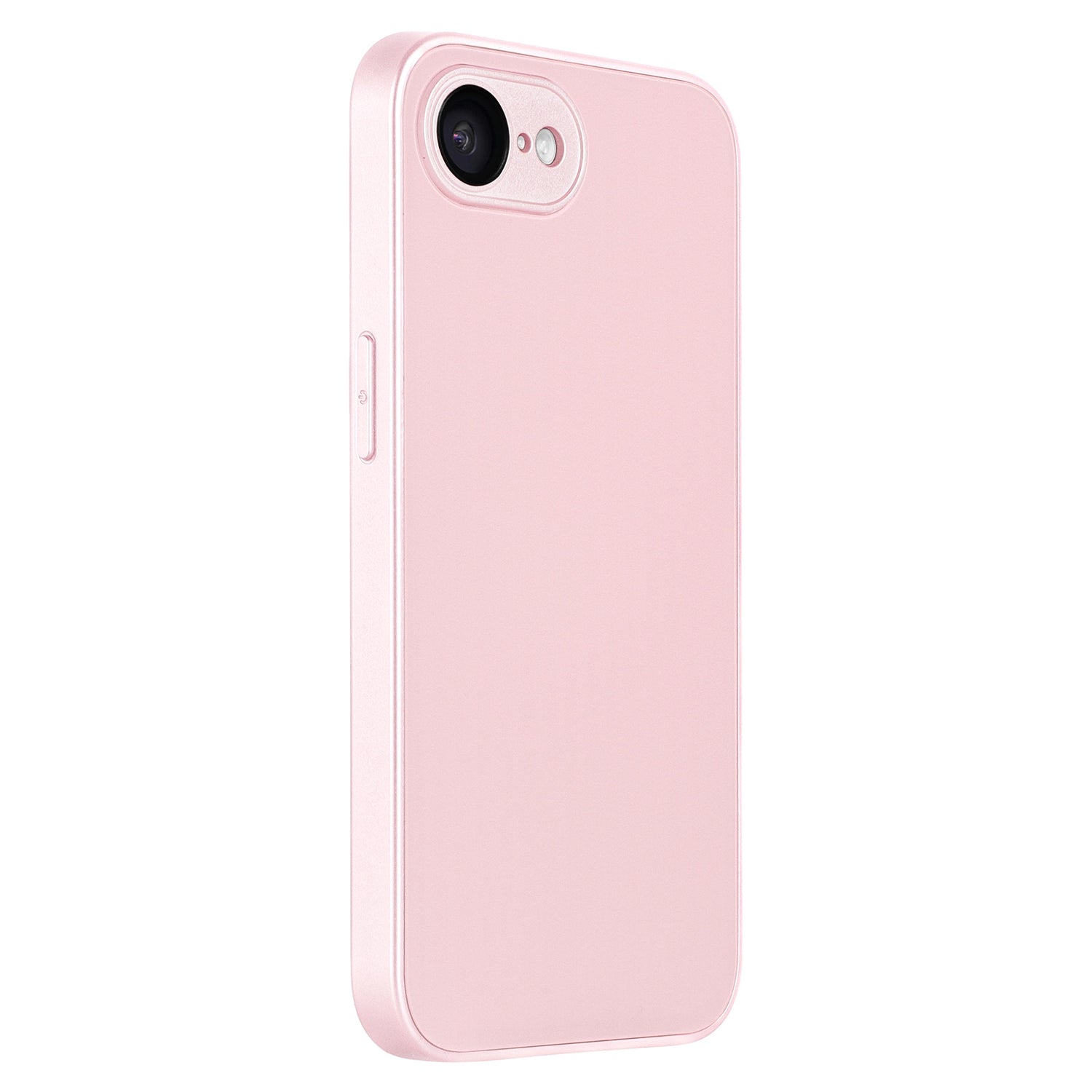 Das arktis iPhone 16e Tech Case von arktis zeigt ein pinkfarbenes Smartphone mit Kameraausschnitt und seitlicher Taste. Die glatte Hülle aus stoßdämpfendem TPU-Silikon schützt Rückseite und Seiten zuverlässig.