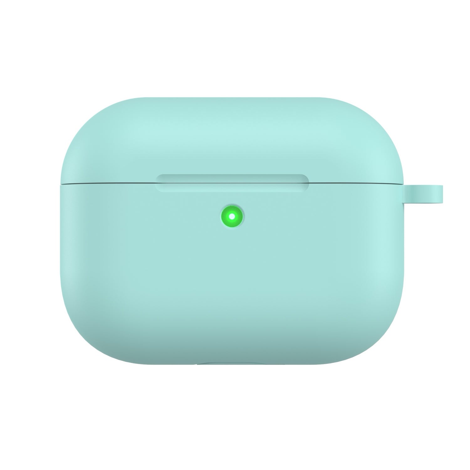 Das arktis AirPods Pro 3 Silikon Case von arktis in Hellblau verfügt über eine grüne LED-Anzeige, unterstützt kabelloses Laden, und hat eine stoßfeste Hülle für zusätzlichen Schutz.