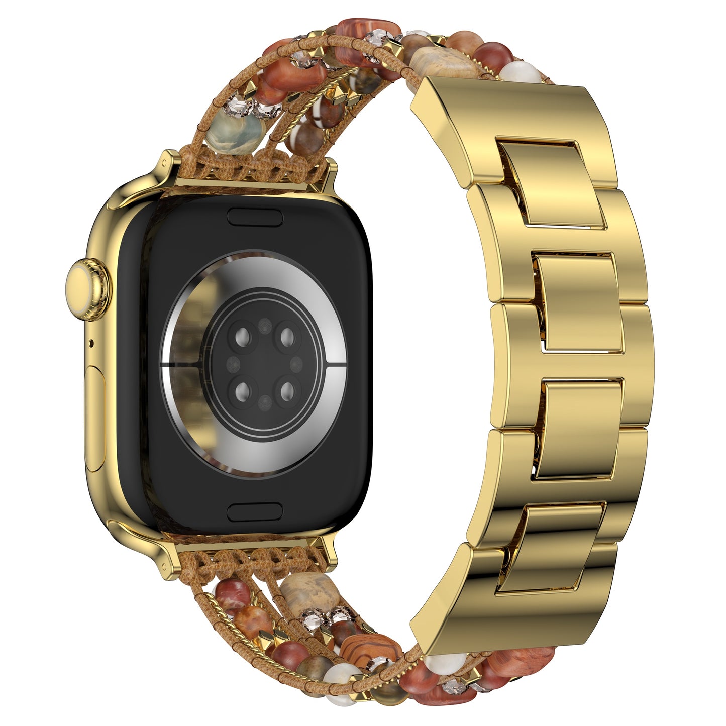 Das arktisband Apple Watch Armband "Sunset Spirit" von arktisband ist ein perlenbesetztes Edelstahlarmband mit sichtbarem Sensor auf der Rückseite - ein schickes und einzigartiges Accessoire für Ihre Smartwatch.