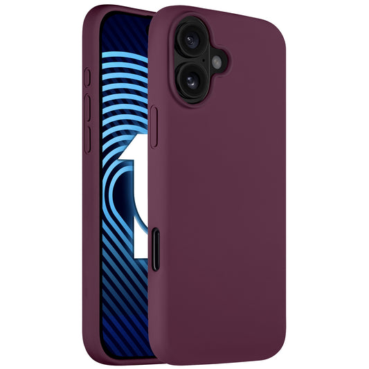 Das arktis iPhone Air Silikon Case in kastanienbraun von arktis gibt die blau-weißen Digitalmuster des Bildschirms teilweise frei und ist perfekt für kabelloses Laden geeignet.