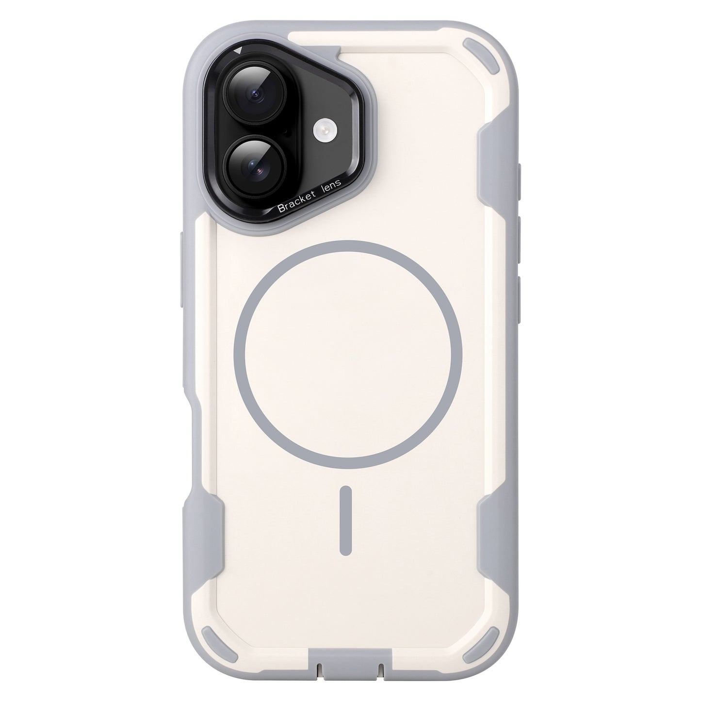 Das arktis iPhone 17 Sentinel Case ist eine weiße und graue MagSafe Hülle mit 360-Grad-Schutz, abgebildet auf einem Telefon mit zwei rückseitigen Kameras - perfekt als iPhone Outdoor Case.