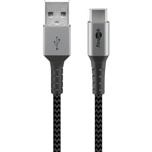 USB-C auf USB 2.0 Kabel Textilkabel mit Metallsteckern