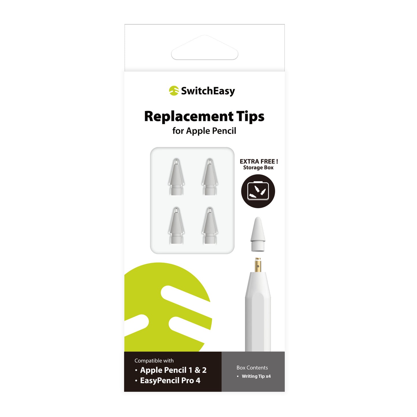 Switcheasy 4er Pack Ersatzspitzen Schreiben für Apple Pencil (1. & 2. Generation)