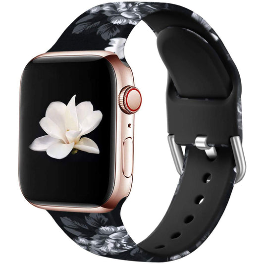 Impressly Silikon Sport-Armband für Apple Watch Dark Flower