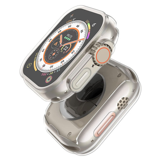 Das ArktisPRO Invisible Air Case für die Apple Watch Ultra von arktis.de bietet 360°-Schutz mit flexiblem TPU, präzisen Aussparungen und einem robusten Design, das aus zwei Winkeln angezeigt wird.