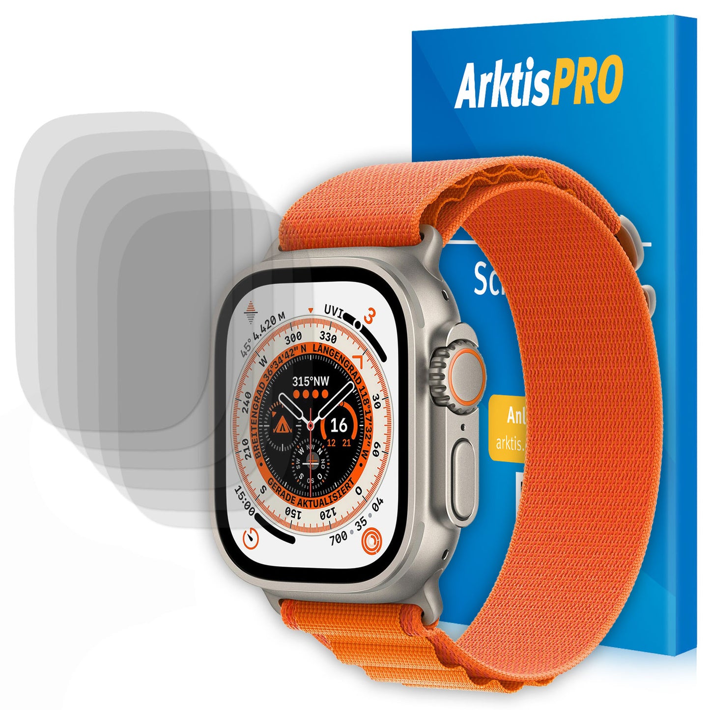 arktis Apple Watch Full Protection Schutzfolie - 6er Set