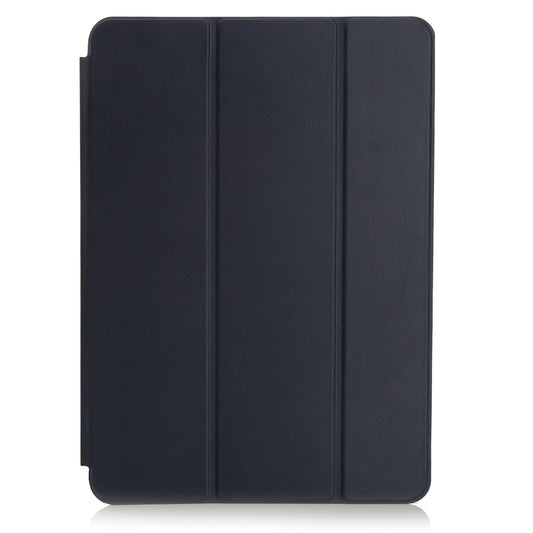 Das iCEO iPad Air 10,5" – iPad Pro 10,5" SmartCover Case aus schwarzem Kunstleder wird aufrecht vor einem weißen Hintergrund präsentiert.