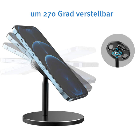Das ArktisPRO verstellbare Aluminium Ladestation für MagSafe von ArktisPRO bietet einen ergonomischen Blickwinkel und ist um 270 Grad neigbar.